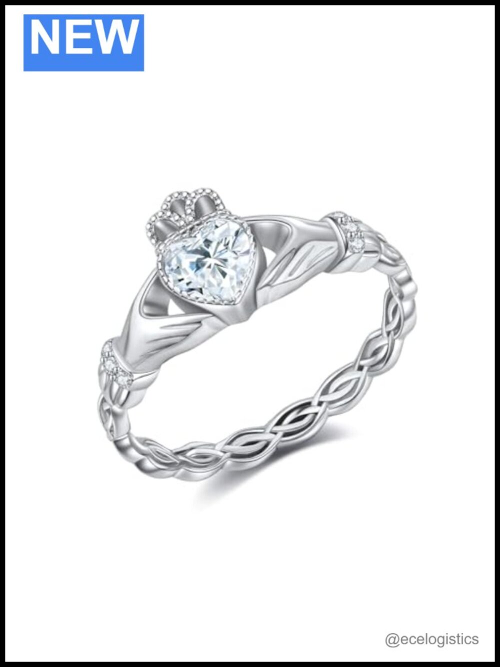 925 Sterling Silver Claddagh Ring Celtic Knot Promise Engagement Size 7
